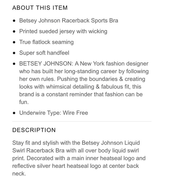 🆕 Betsey Johnson Liquid Swirl racerback sports bra large - Picture 2 of 9